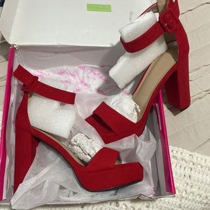 Red Suede High Heels